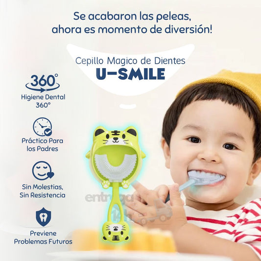 Cepillo Mágico de Dientes (Unisex) U-SMILE +  Obsequio de Pack con 6 Parches Antifiebre para Niños