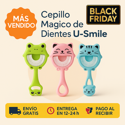 Kit Navideño Black: compra 1 y llévate 3 cepillos de dientes infantiles U-Smile + Regalo exclusivo para papá o mamá