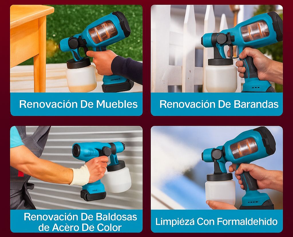 Pulverizadora de Pintura Inalámbrica de Alta Presión + 2 Baterías de Regalo